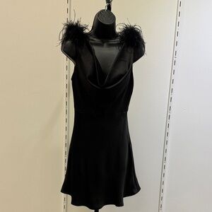 💚 Forever 21 Black Mini Dress with Feather Accents